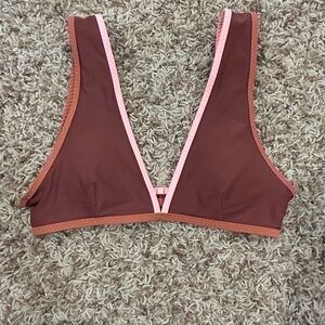 Aerie Brown and Pink Bikini Top